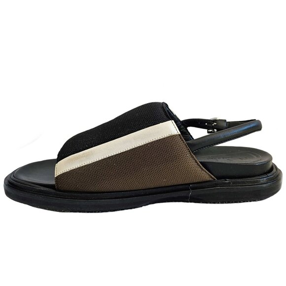 MARNI BLACK/BROWN FABRIC FUSSBETT SANDALS (37.5) - Picture 7 of 11